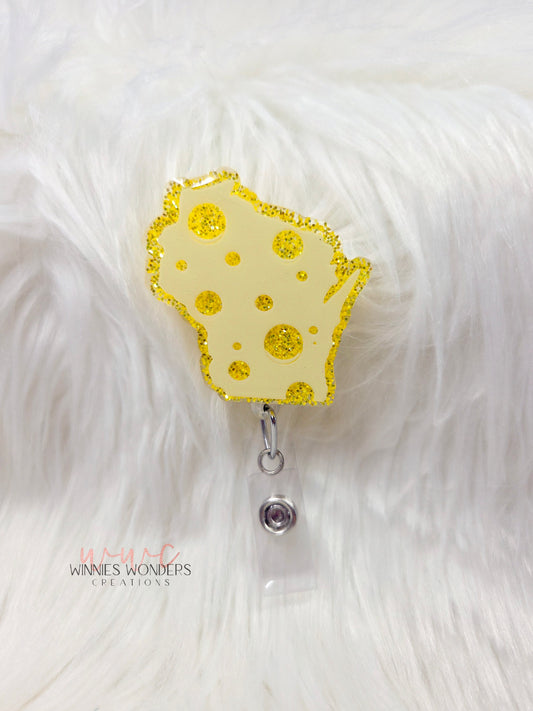 Cheese Wisconsin Badge Reel