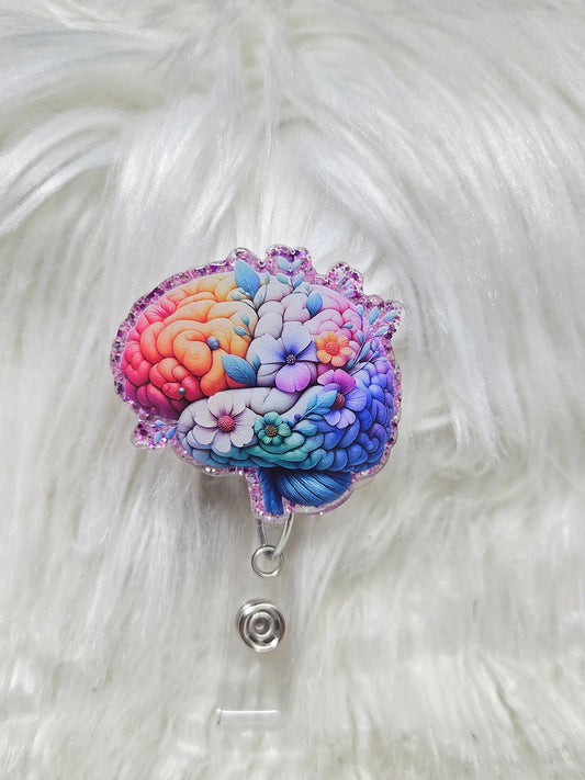 Floral Brain Badge Reel