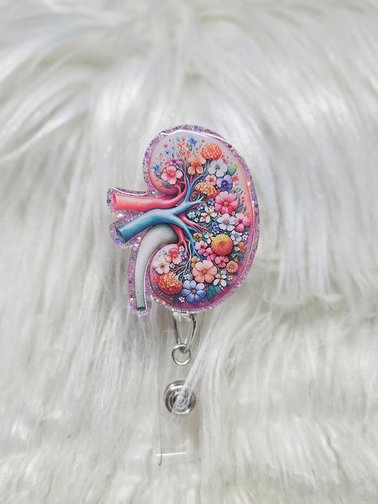 Floral Kidney Badge Reel