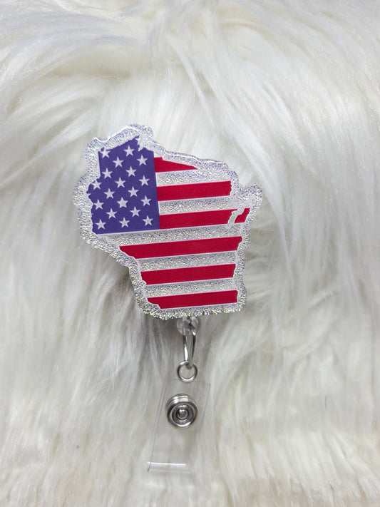 US Flag Wisconsin Badge Reel