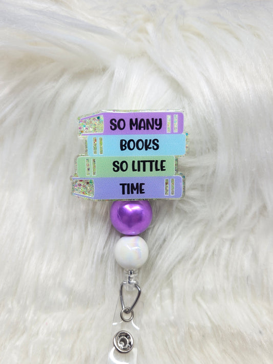 Stacked Books-So many Books so little time Badge Reel