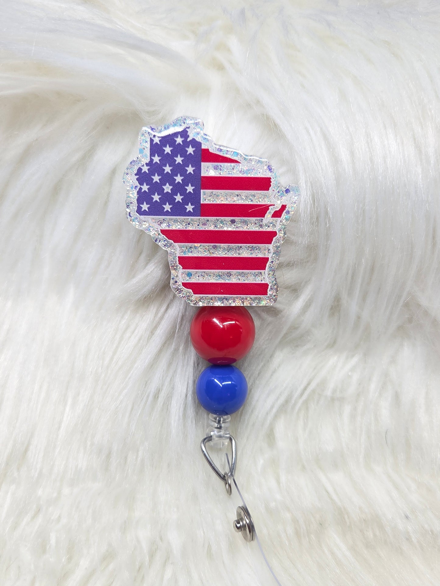 US Flag Wisconsin Badge Reel
