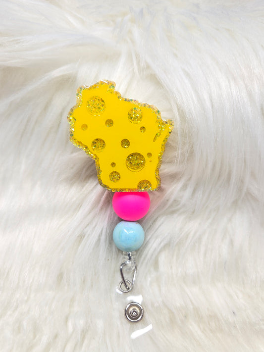 Cheese Wisconsin Badge Reel