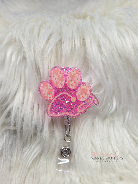 Stethoscope Paw Badge Reel
