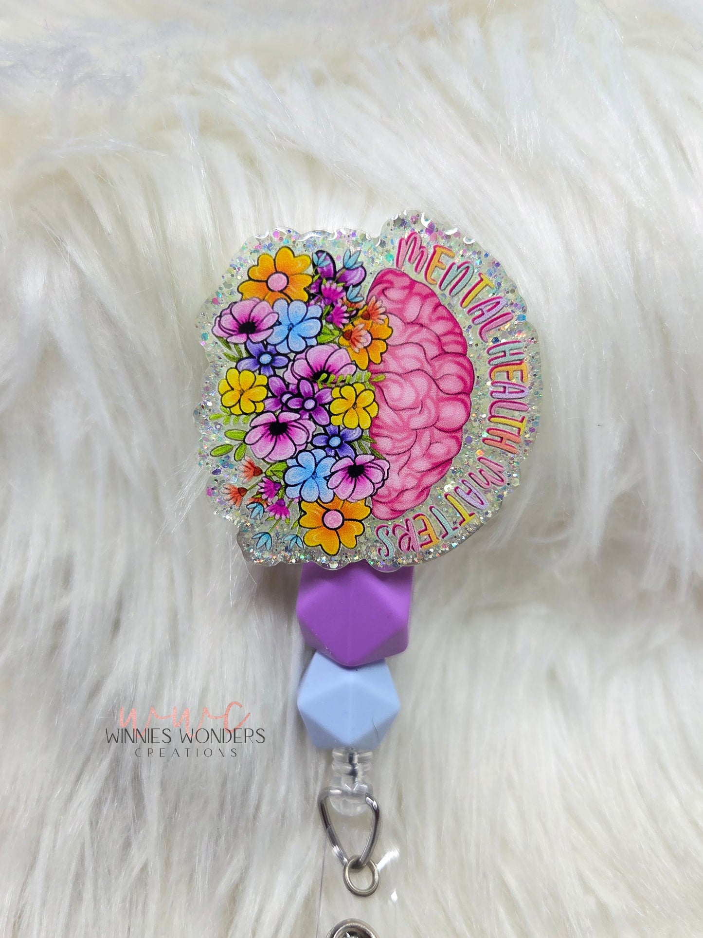 Mental Health Matters Floral Badge Reel