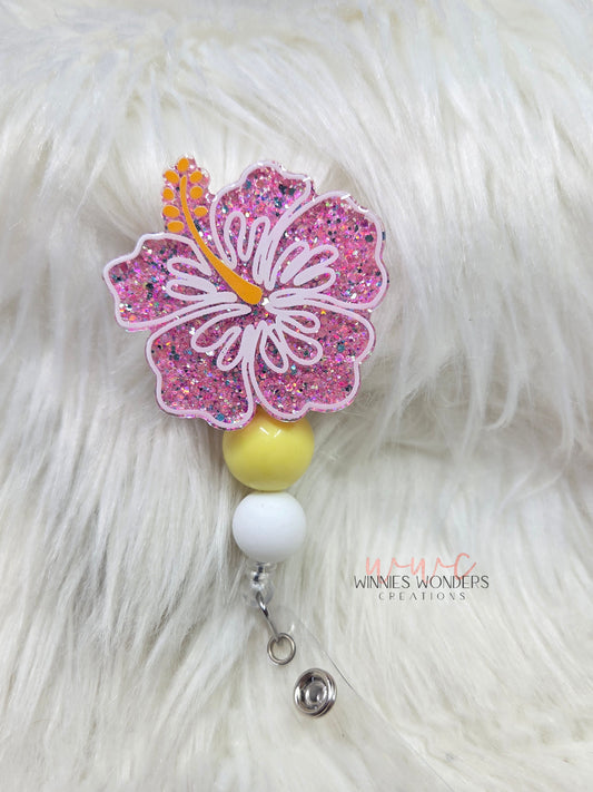 Hibiscus Flower Badge Reel