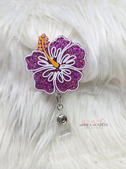 Hibiscus Flower Badge Reel