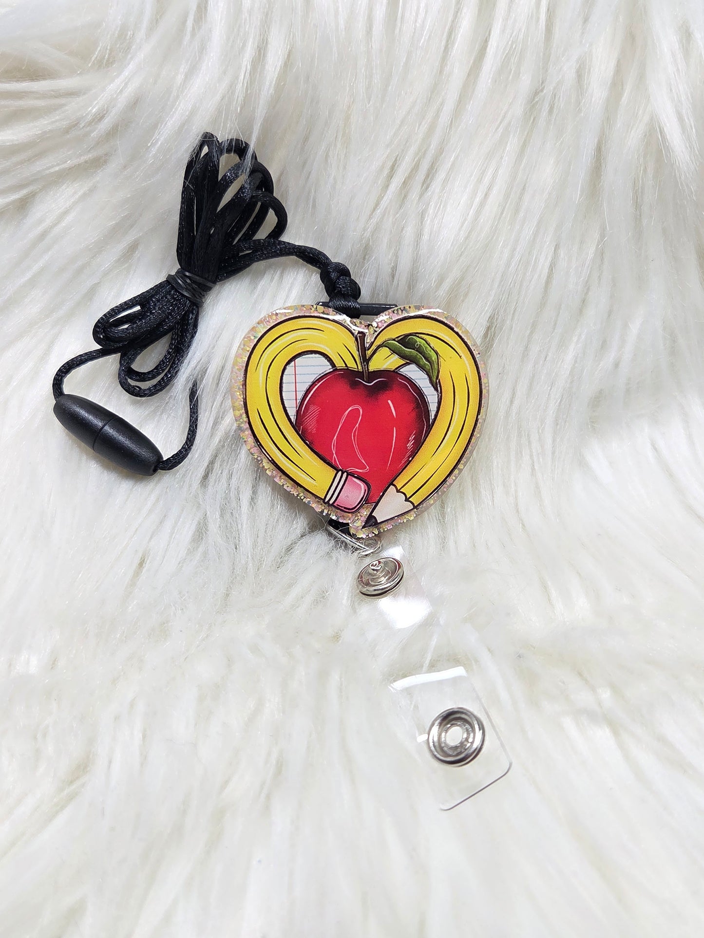 Pencil Apple Heart Lanyard