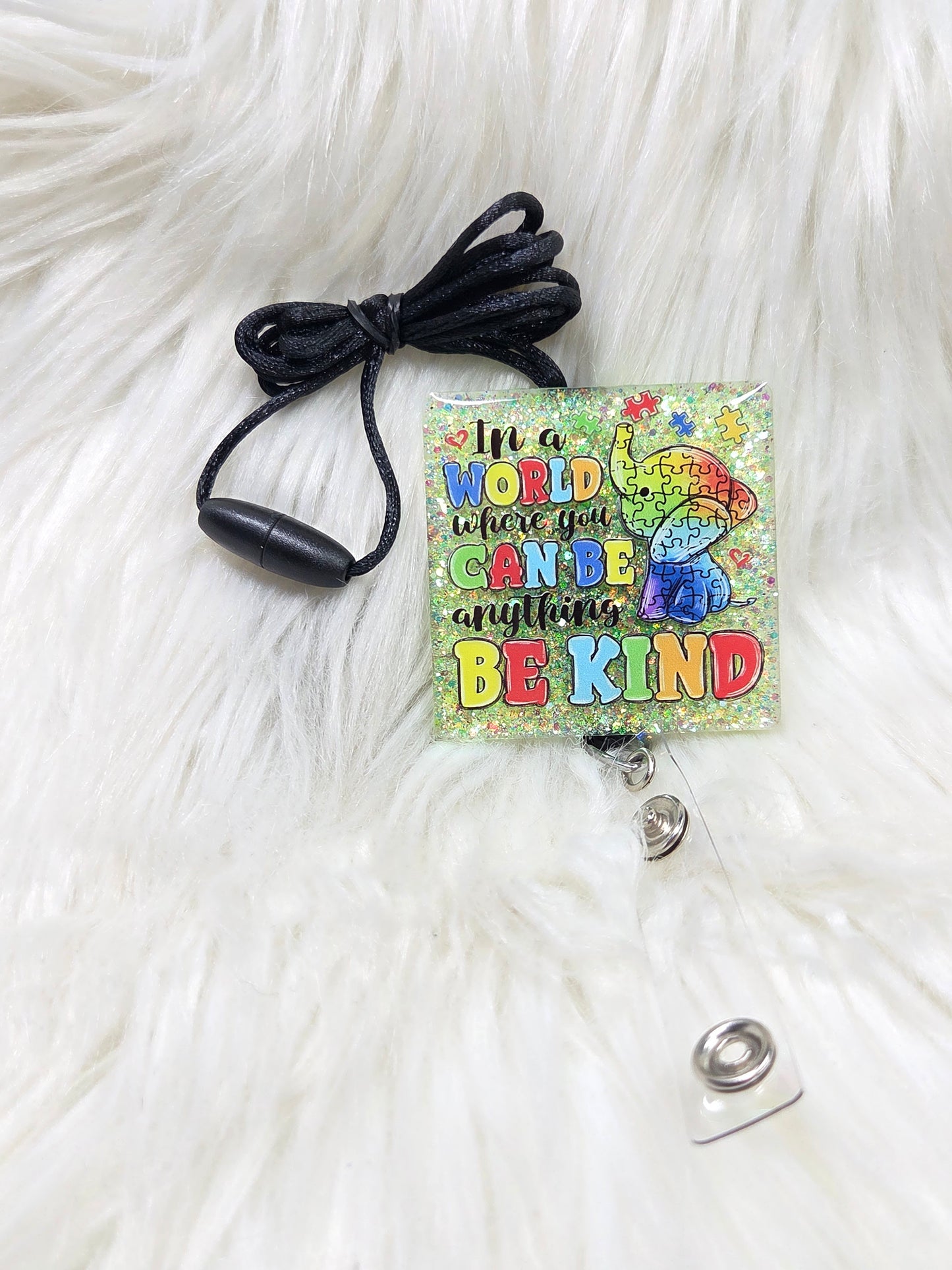 In a world be kind-- Autism Lanyard