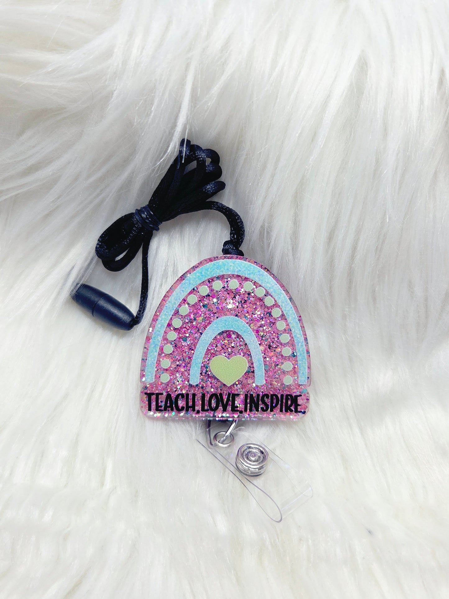 Rainbow--Teach.Love.Inspire. Lanyard