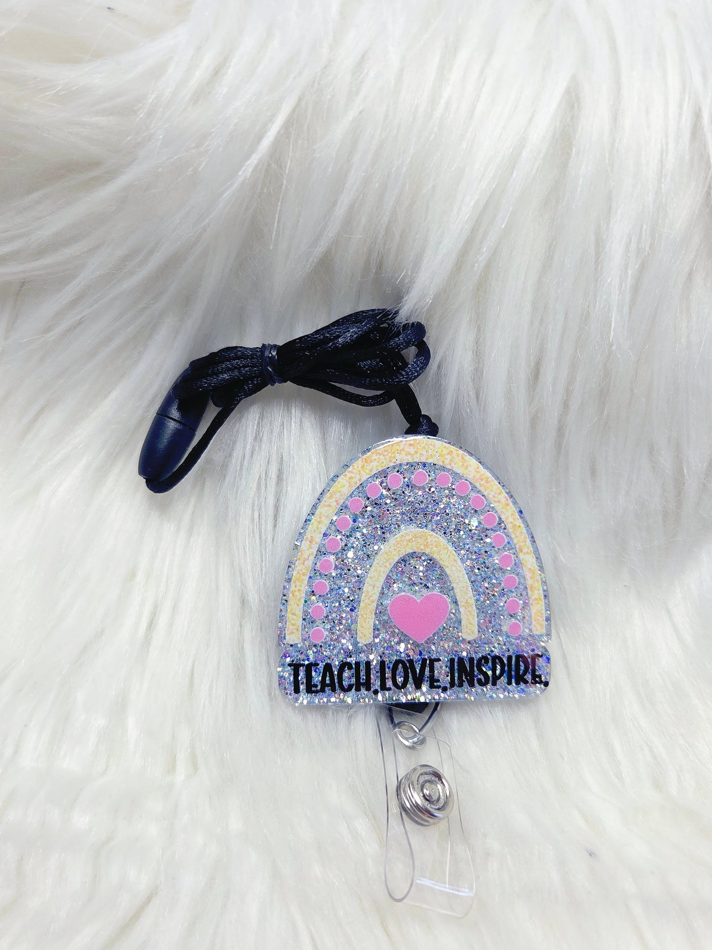 Rainbow--Teach.Love.Inspire. Lanyard