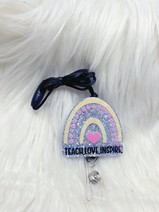 Rainbow--Teach.Love.Inspire. Lanyard
