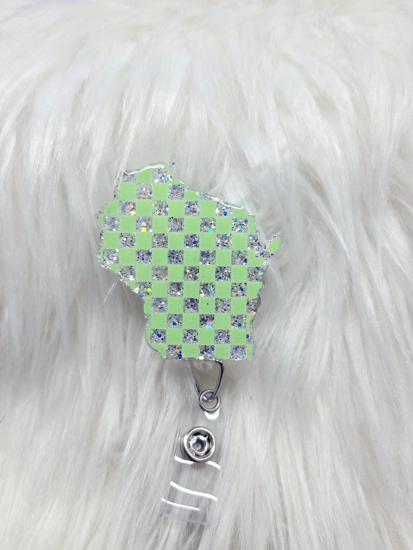 Checkard-Green Wisconsin Badge Reel