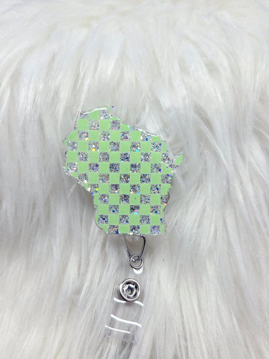 Checkard-Green Wisconsin Badge Reel