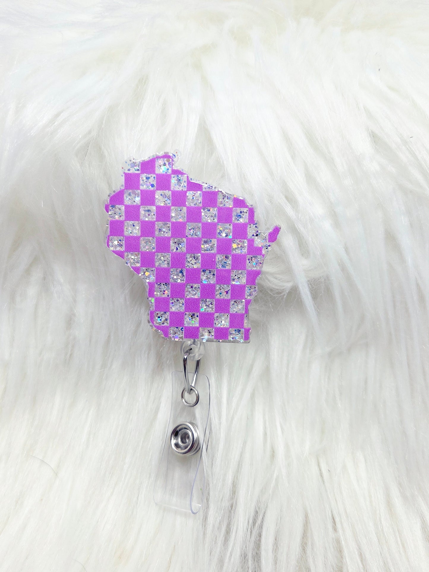 Checkard-Purple Wisconsin Badge Reel