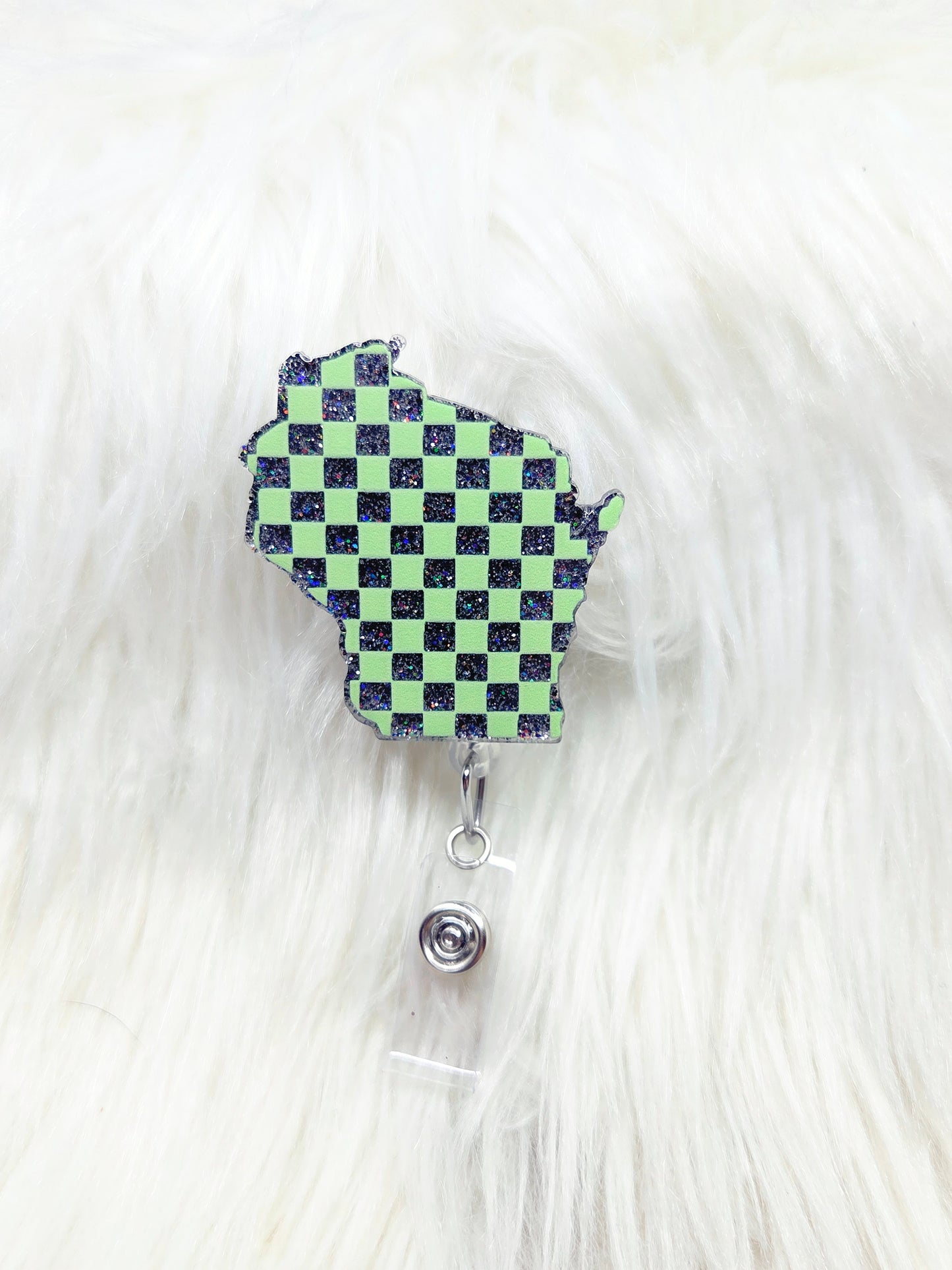Checkard-Green Wisconsin Badge Reel