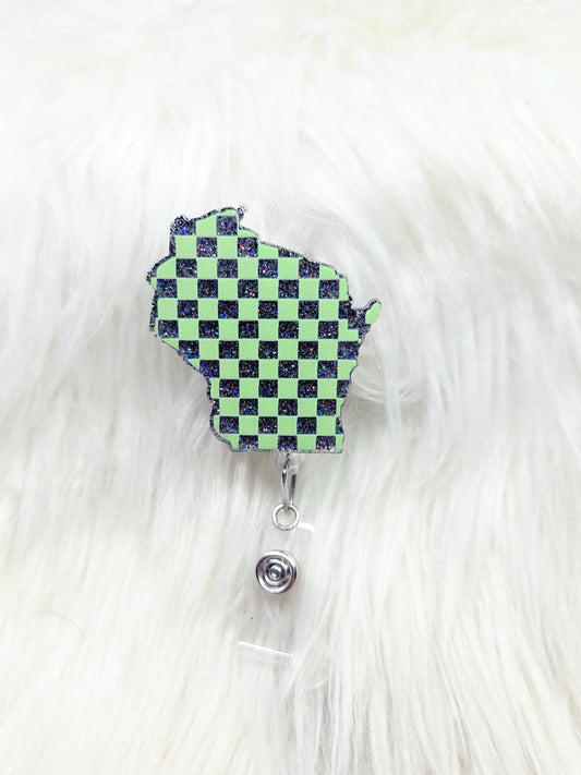 Checkard-Green Wisconsin Badge Reel