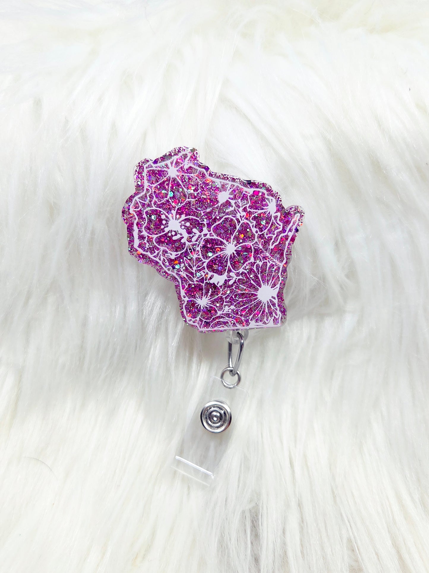 Floral Wisconsin Badge Reel