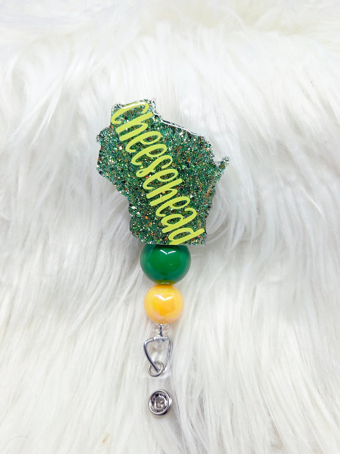 Cheesehead Wisconsin Badge Reel