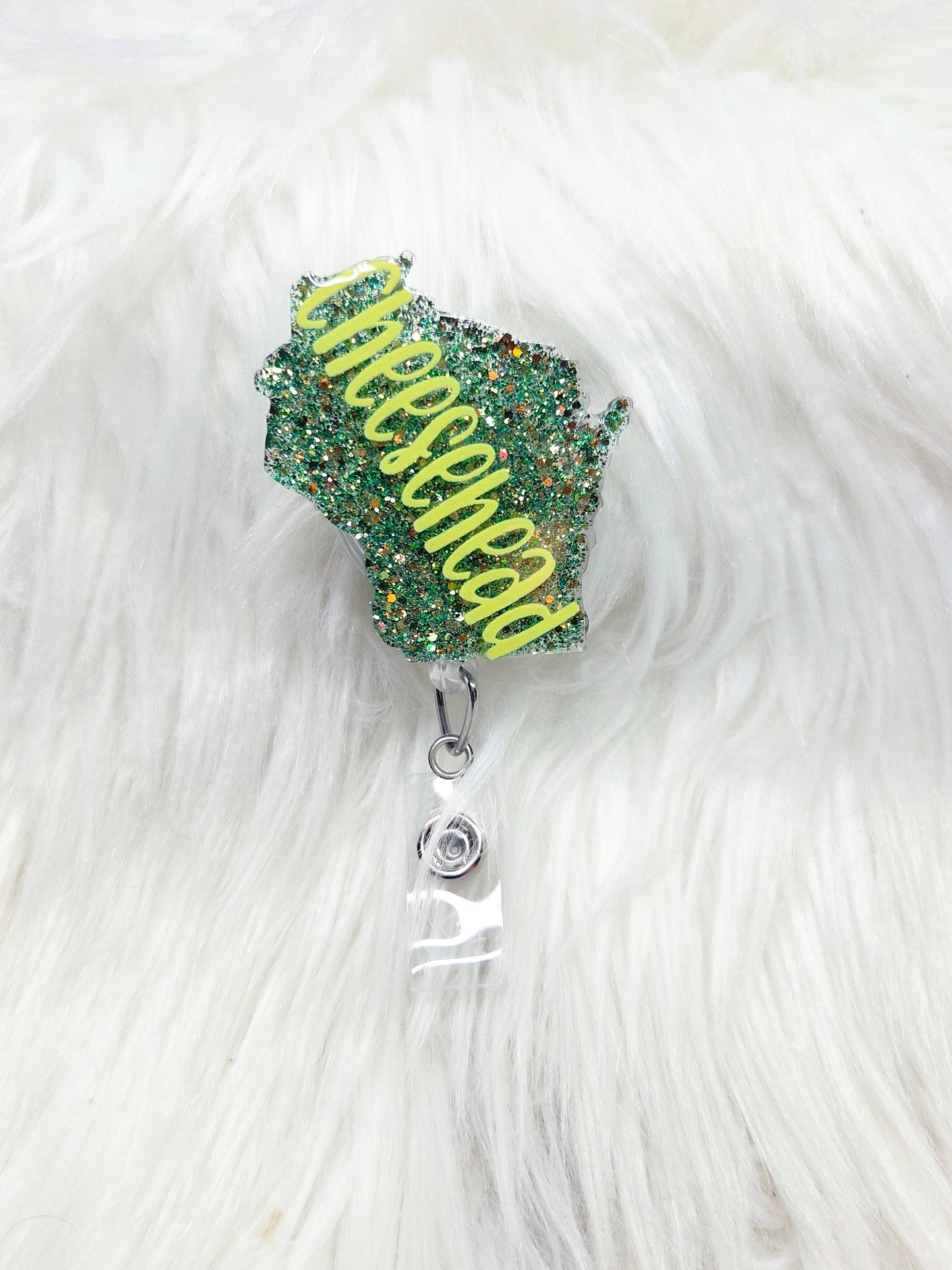 Cheesehead Wisconsin Badge Reel