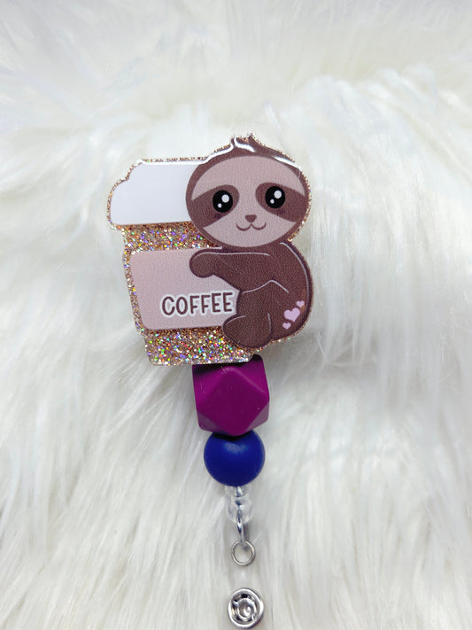 Sloth Coffee Badge Reel