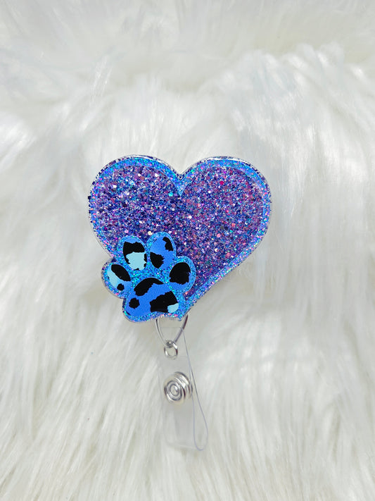 Heart with Paw Badge Reel