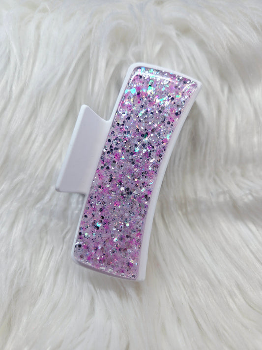 White/Purple Glitter Hair Clip