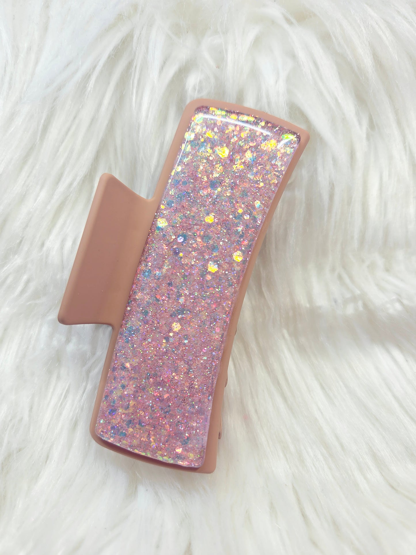 Tan/Gold Glitter Hair Clip