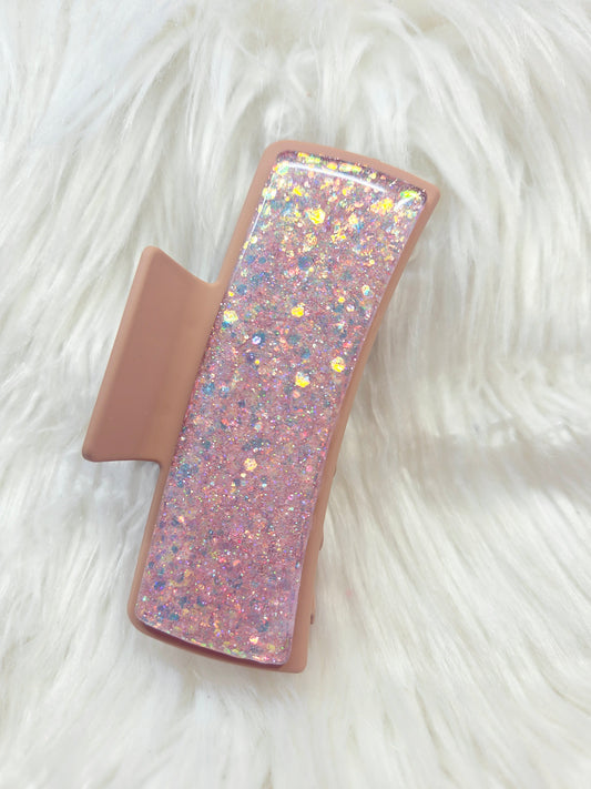 Tan/Gold Glitter Hair Clip