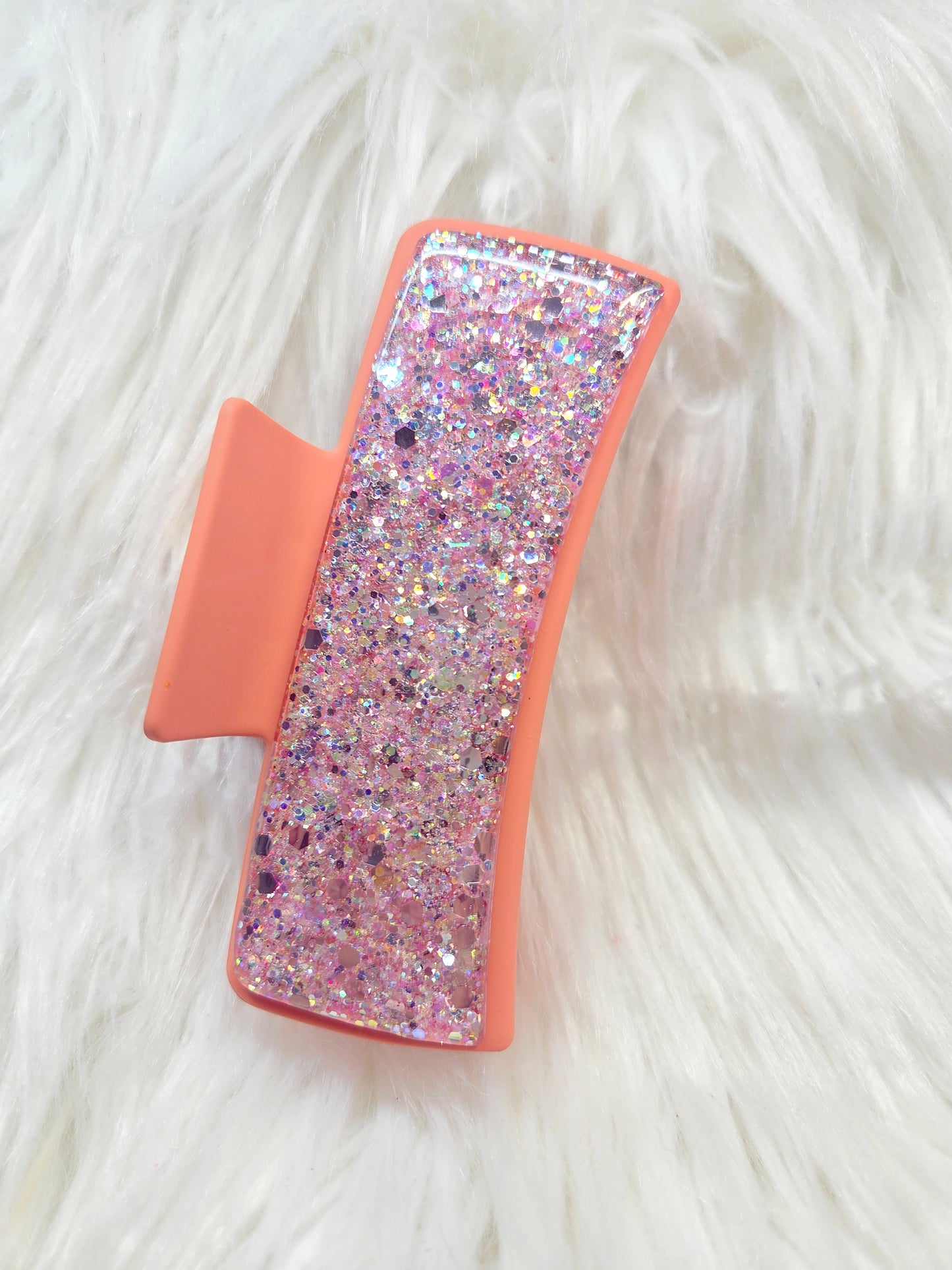 Orange Glitter Hair Clip