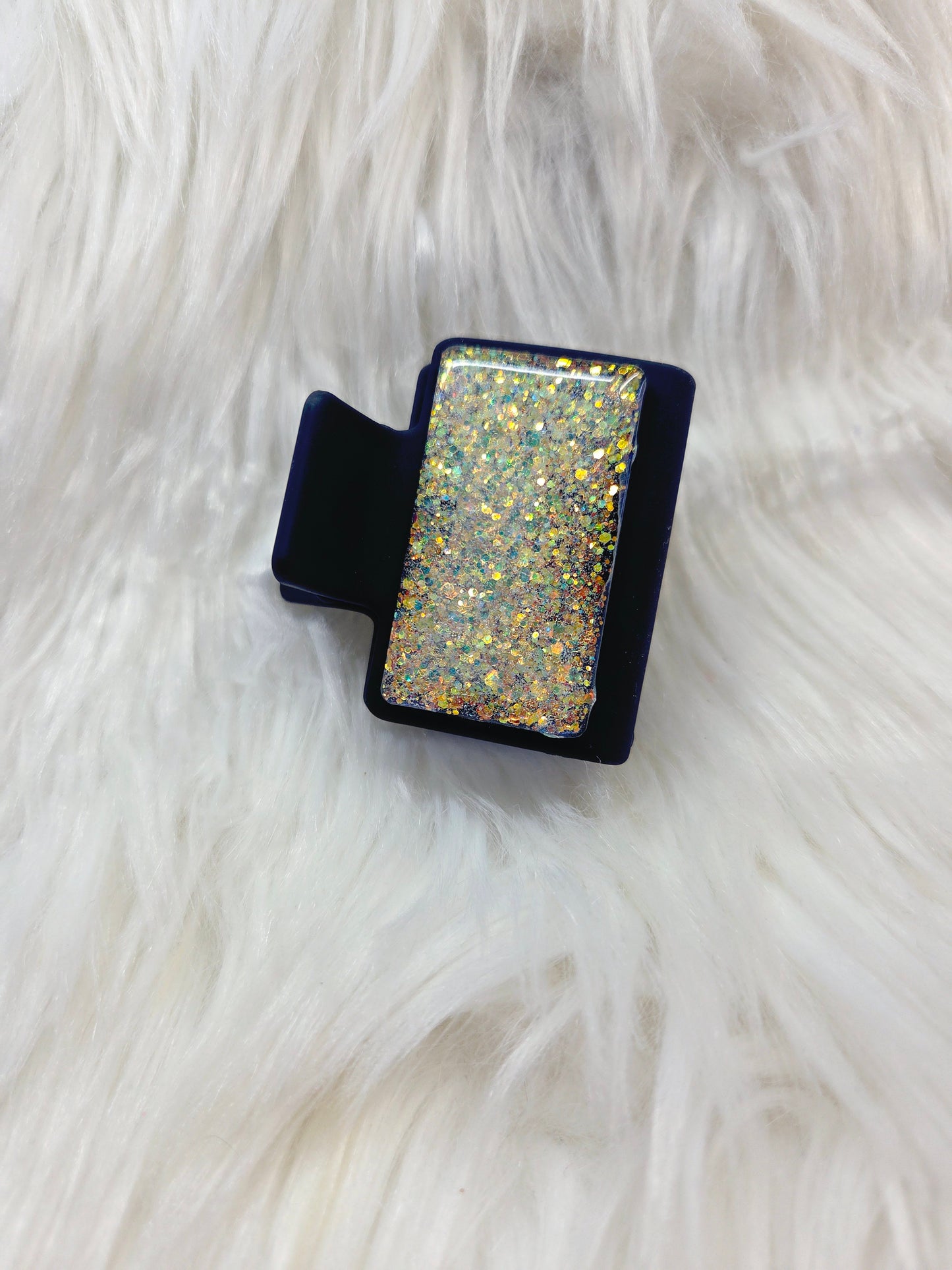 Black/Green Glitter Small Hair Clip