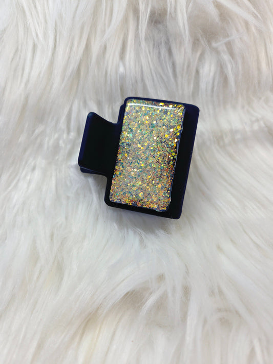 Black/Green Glitter Small Hair Clip
