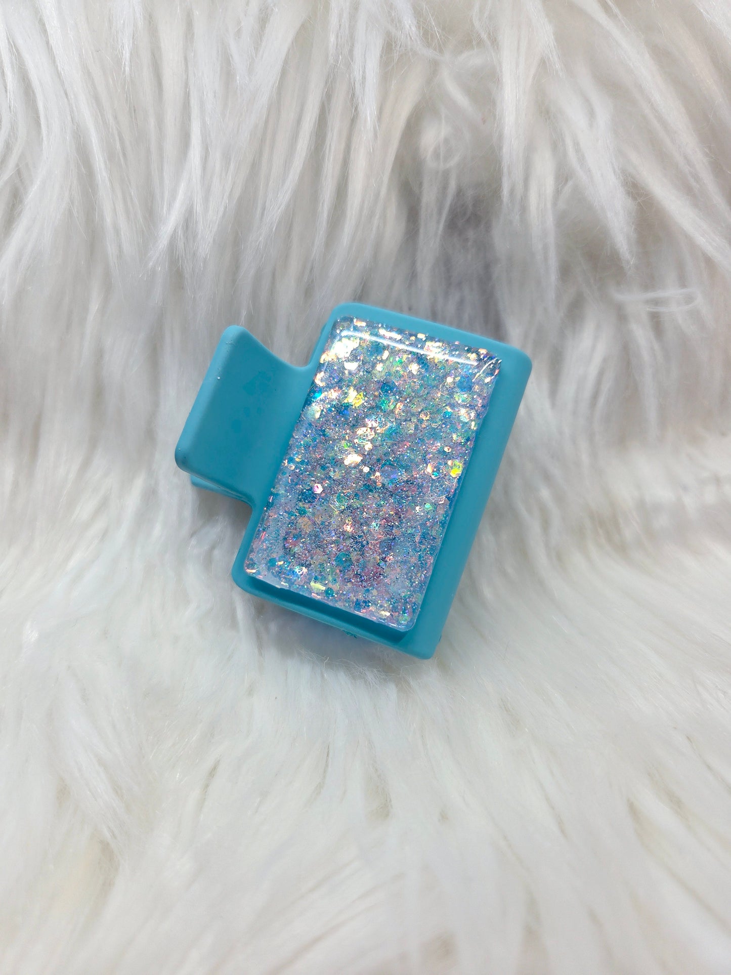 Blue Glitter Small Hair Clip