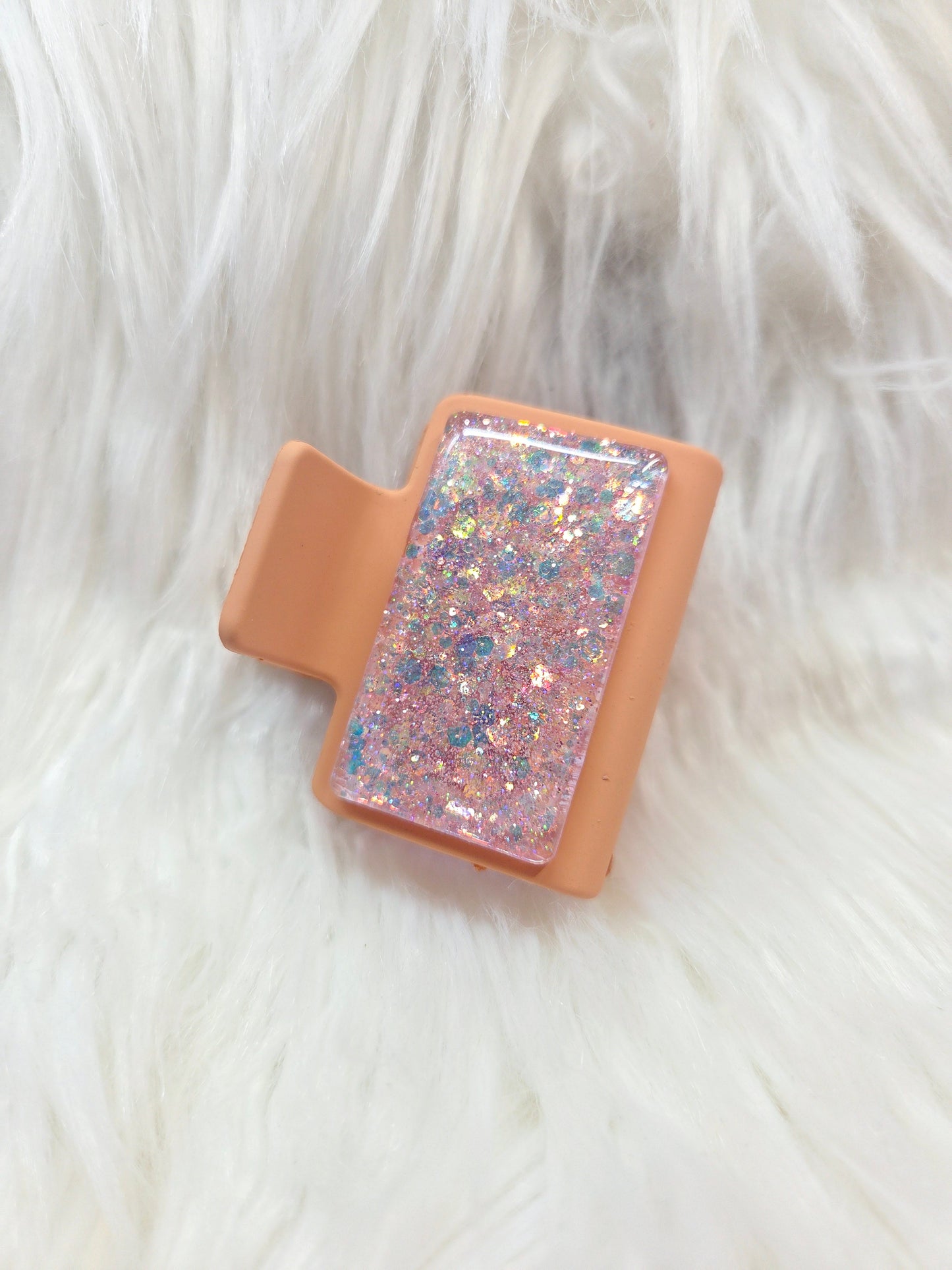 Orange Glitter Small Hair Clip