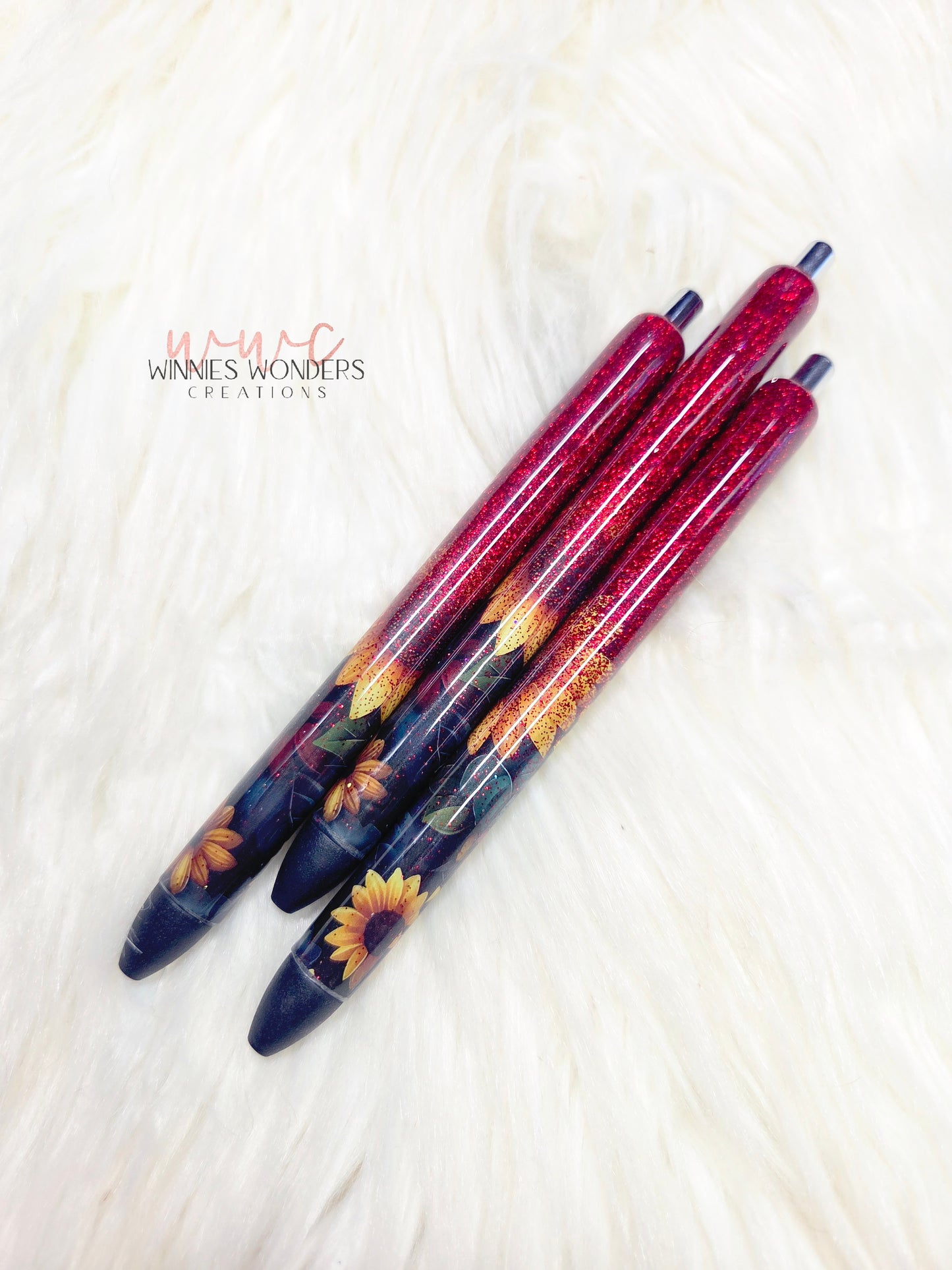 Fall Sunflower-Red-Glitter Pens