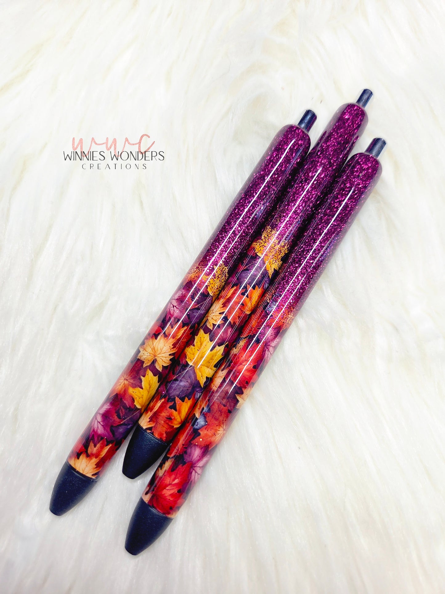 Fall Maple Leaves Glitter Pens