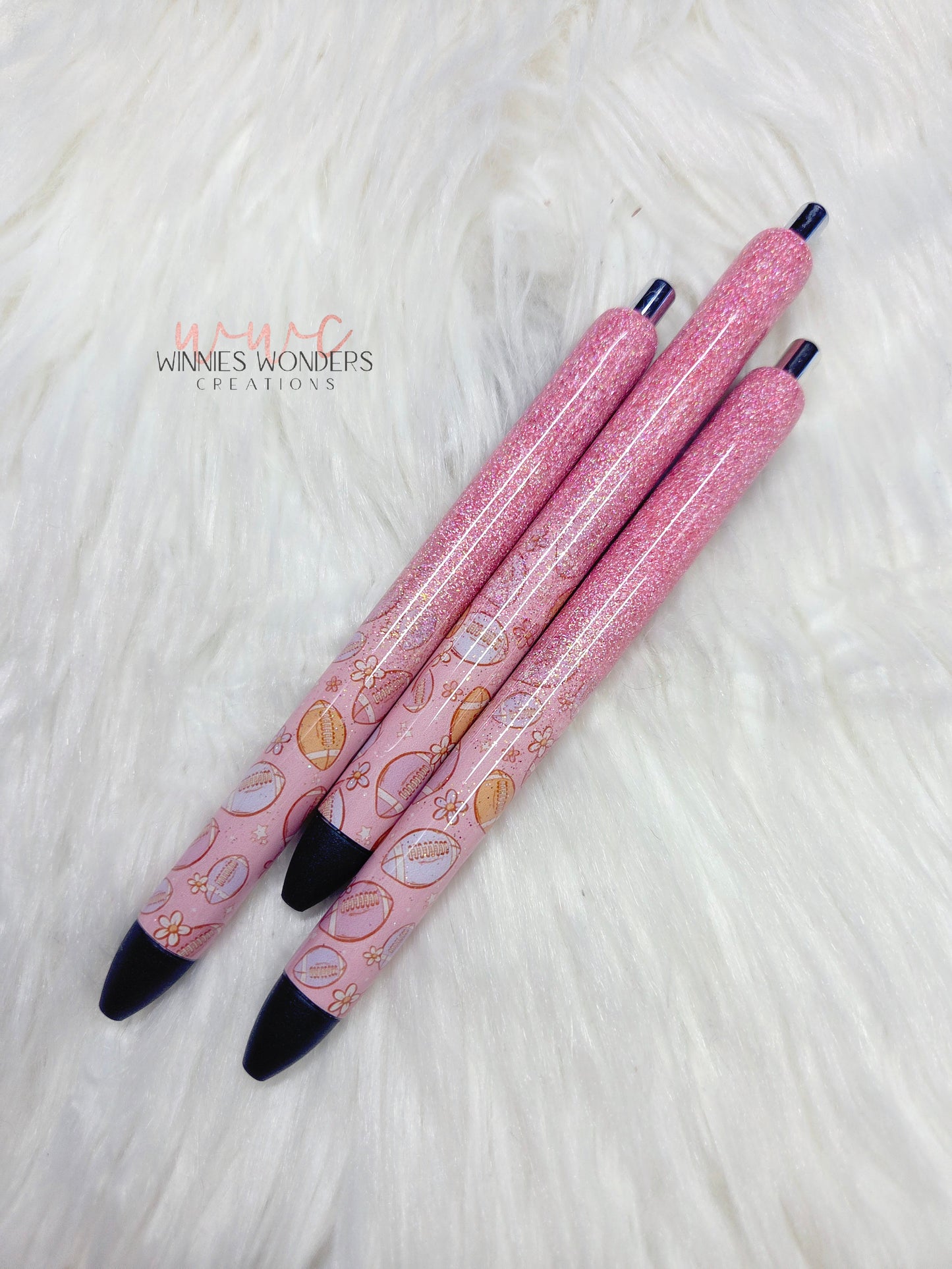 Pink Football Glitter Melt Pens
