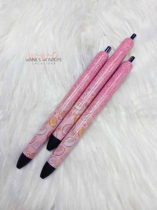 Pink Football Glitter Melt Pens