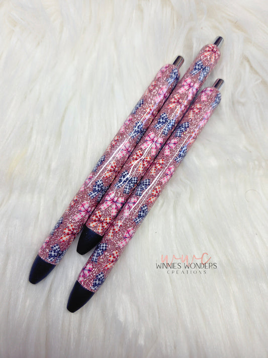 Holiday Bows Glitter Pens