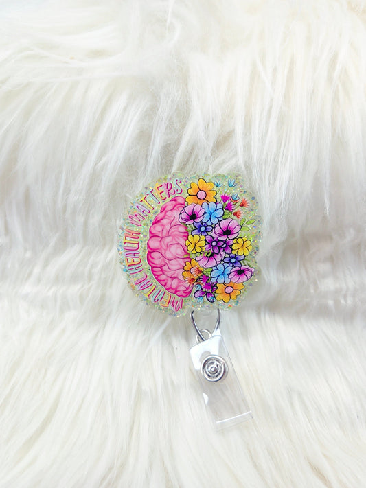 Mental Health Matters Floral Badge Reel