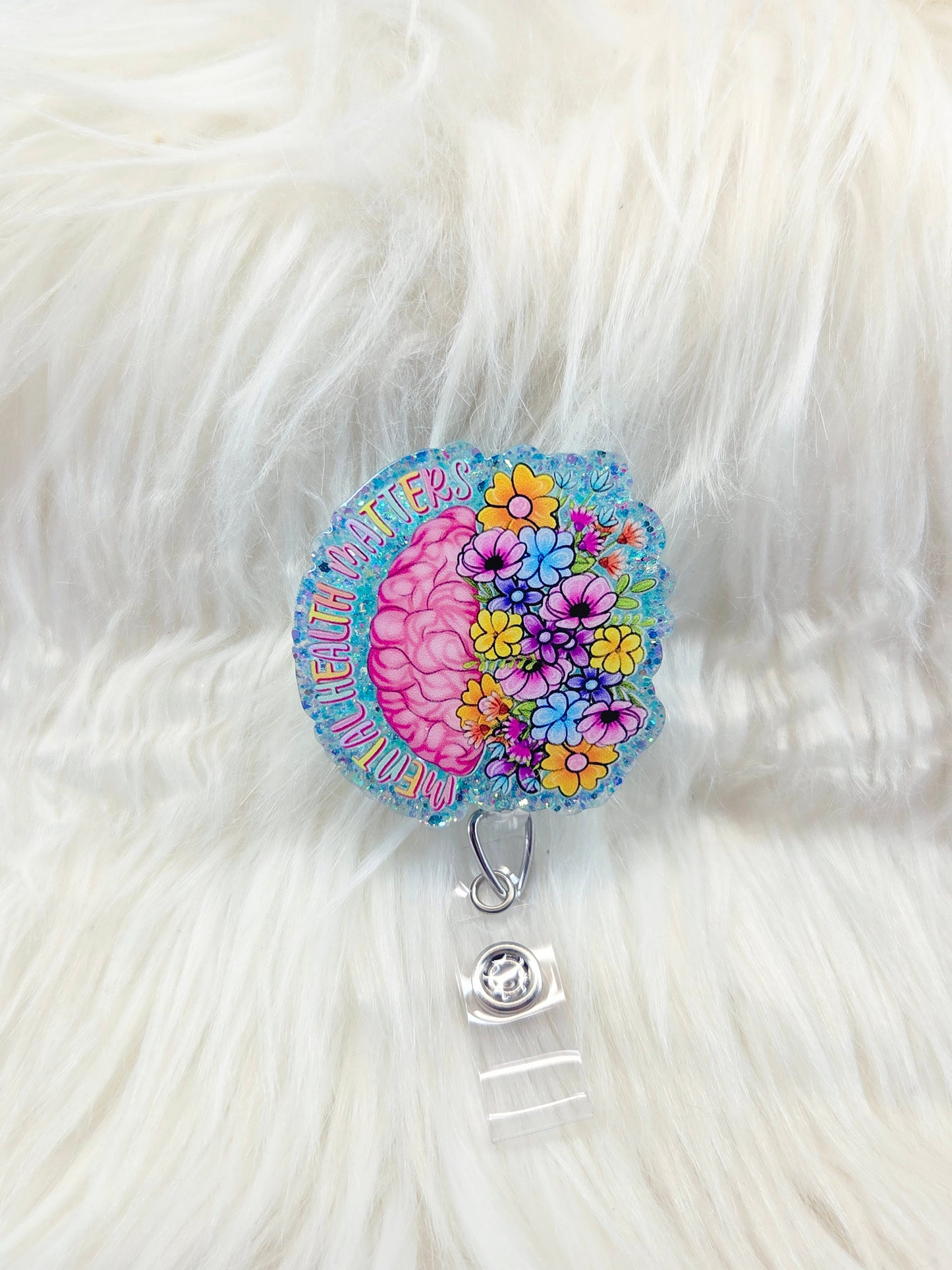Mental Health Matters Floral Badge Reel