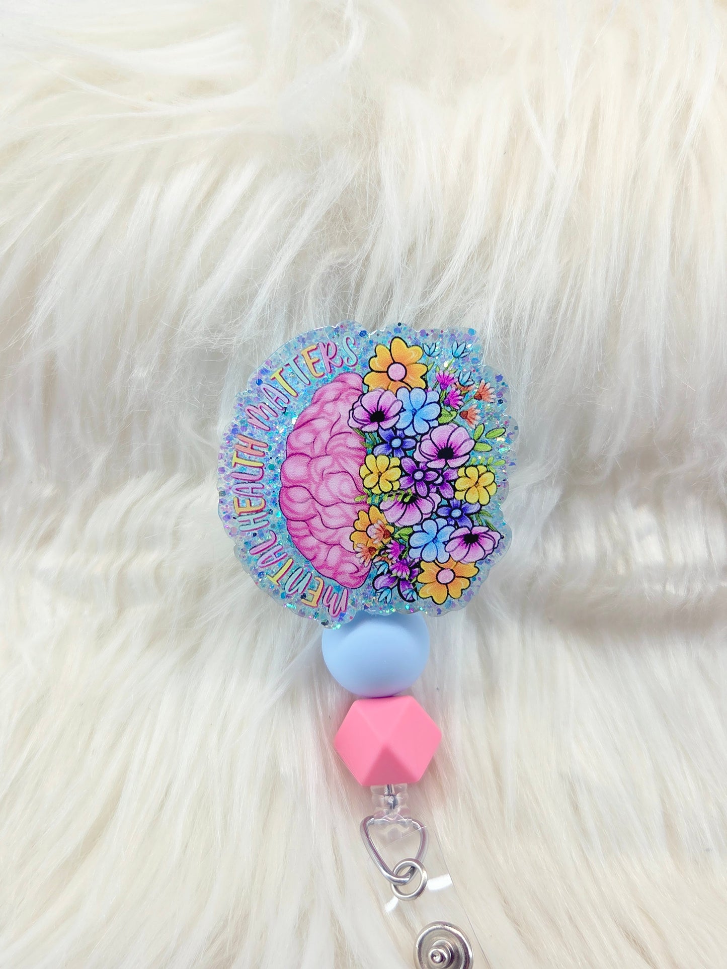 Mental Health Matters Floral Badge Reel