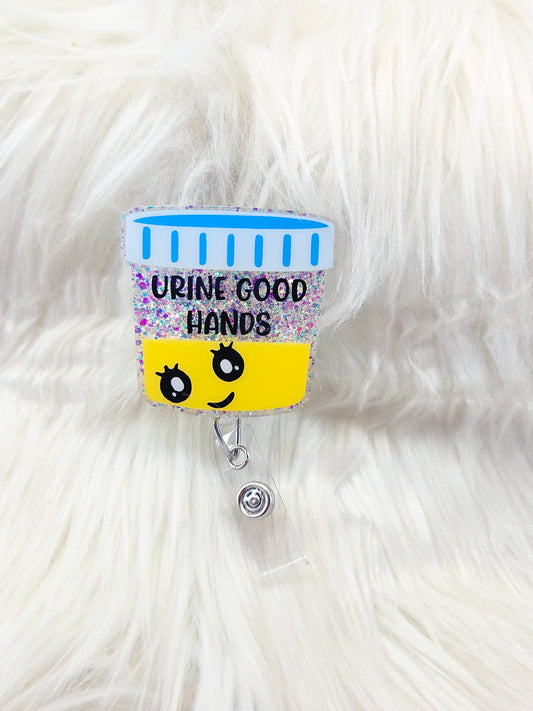 Urine Good Hands Badge Reel