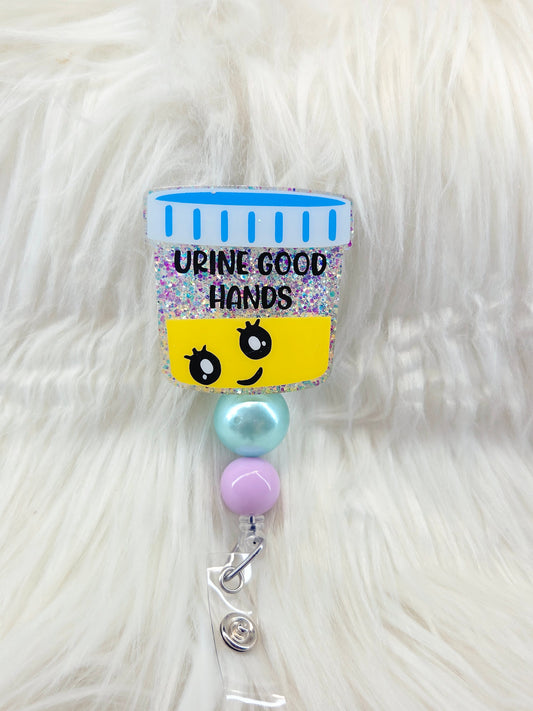 Urine Good Hands Badge Reel