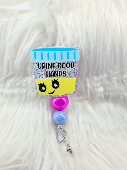 Urine Good Hands Badge Reel