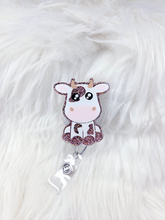 Cow Brown Glitter Badge Reel