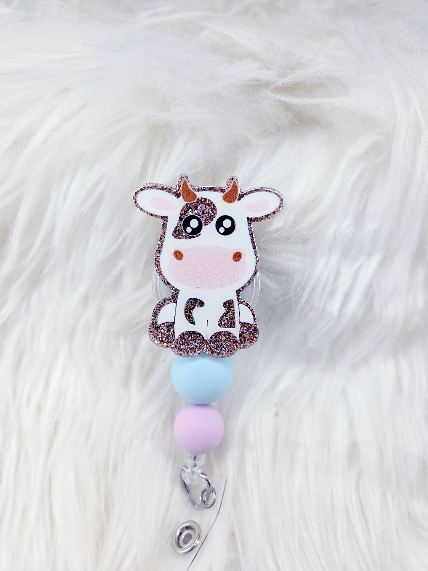 Cow Brown Glitter Badge Reel
