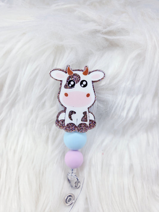 Cow Brown Glitter Badge Reel