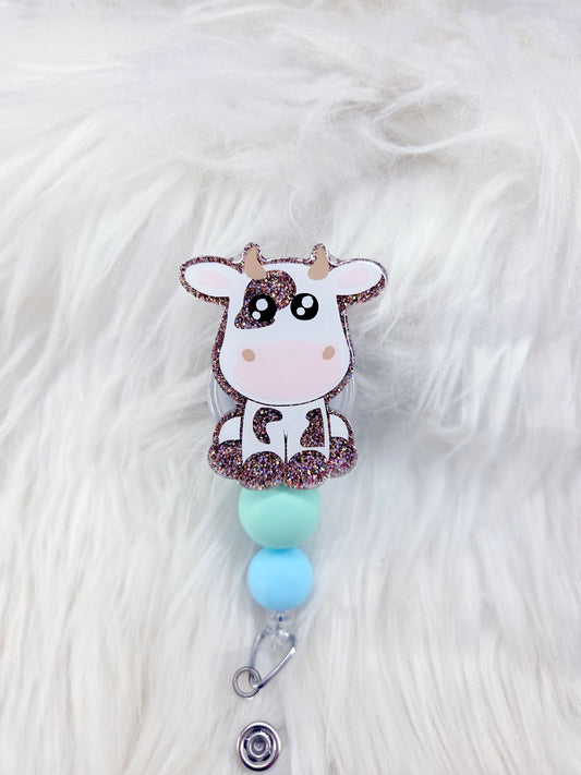 Cow Brown Glitter Badge Reel