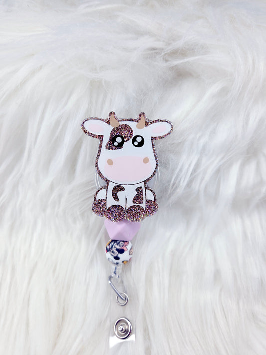Cow Brown Glitter Badge Reel